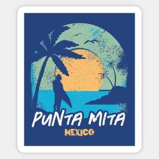 Retro Sunset Punta Mita Mexico Surfing // Retro Surfer Beach Sticker